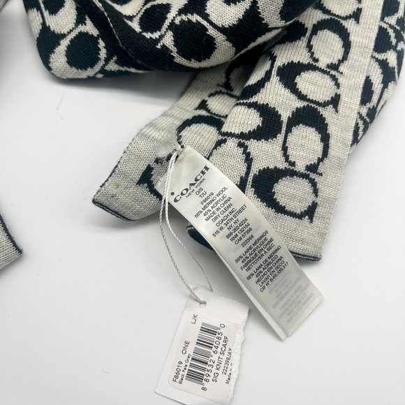 Coach Black and White Reversible Scarf with Tags (Imperfections) - Picture 7 of 9